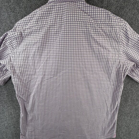 Robert Graham Button Up Shirt Men Designer Short Sleeve Purple Check Medium - Picture 12 of 13